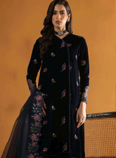 Meraki By Seran Embroidered Velvet Unstitched 3 Piece Suit - SE23MV 06 MAJESTIC BLUE